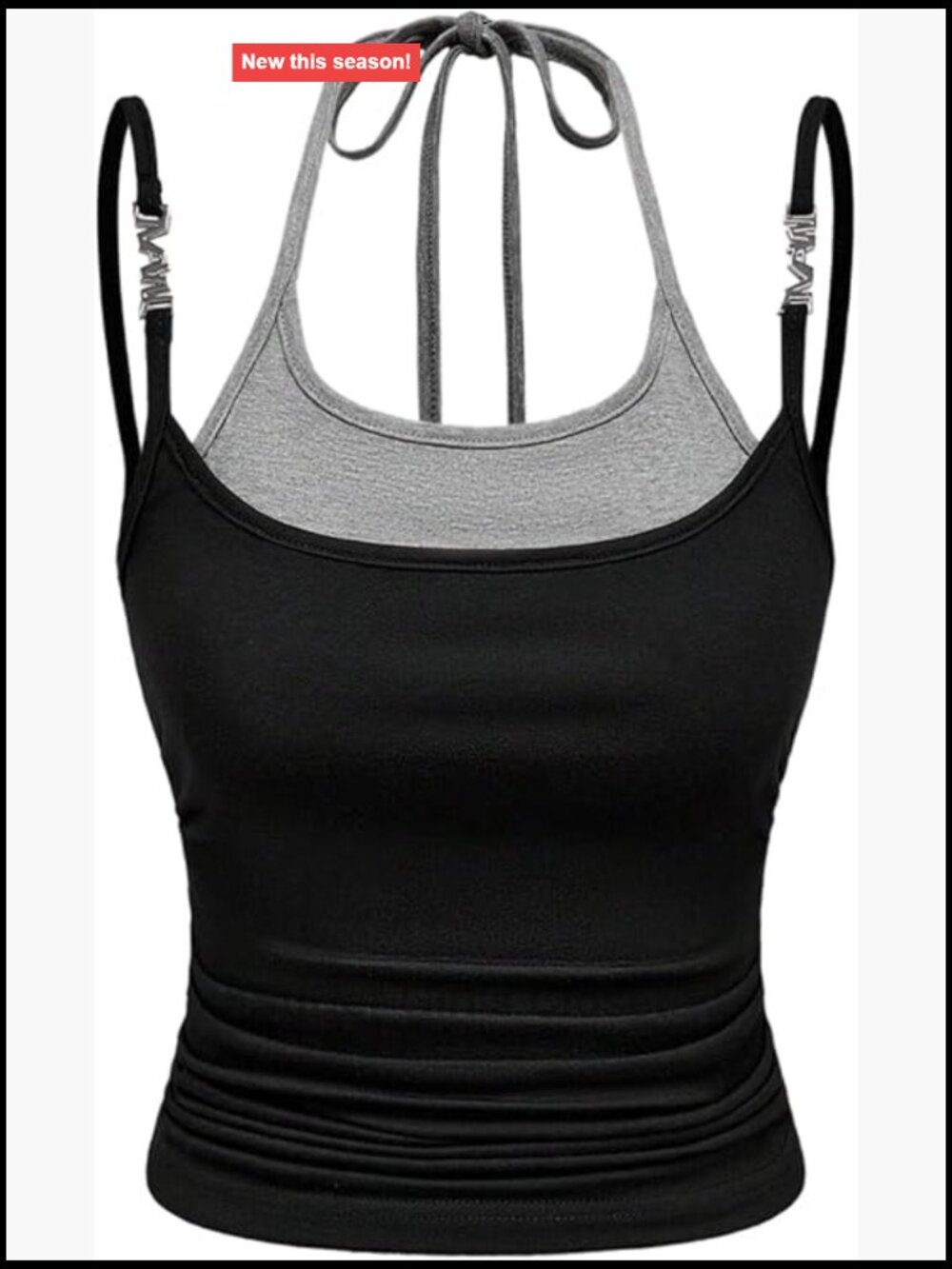 Women's 2 in 1 Tank Top Halter Backless Sleeveless Going Out Top Y2K